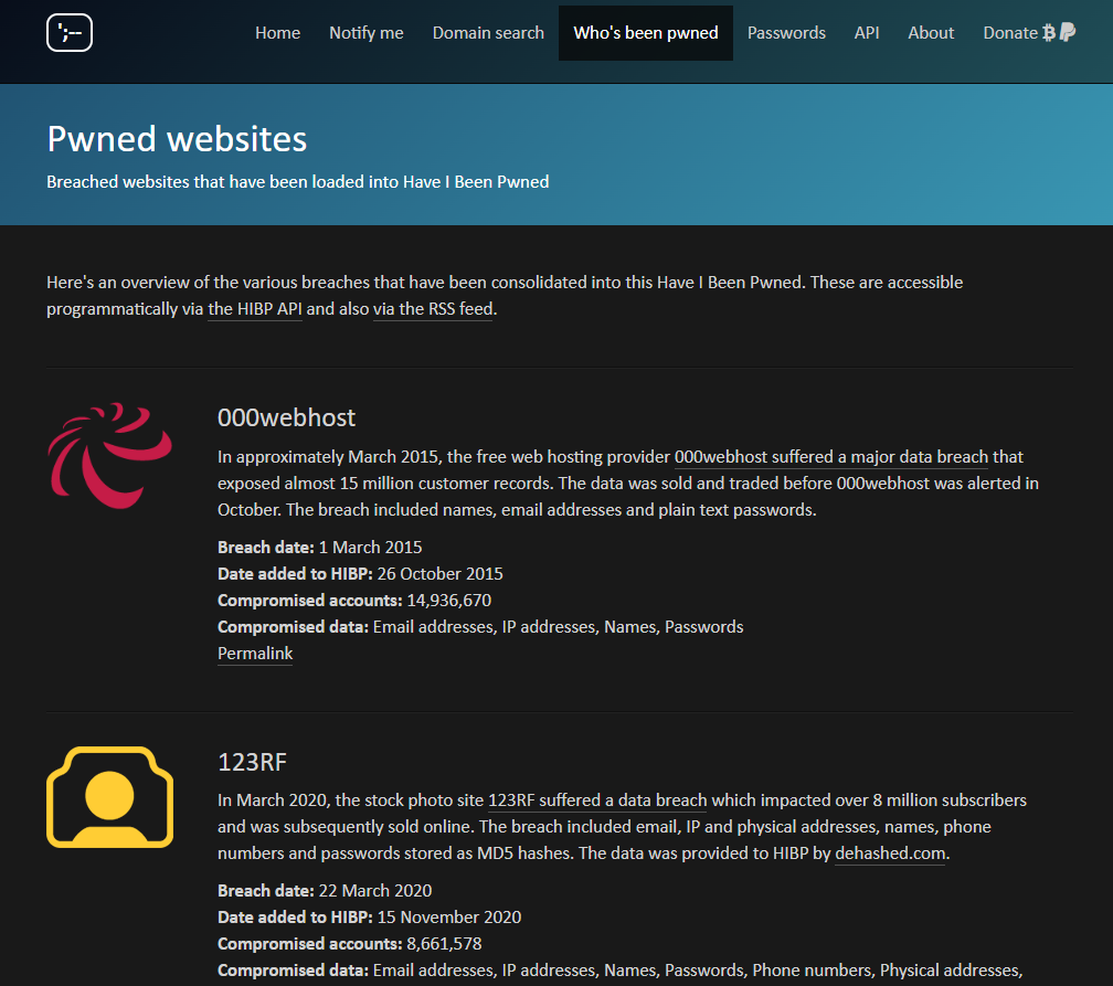 해킹당한 웹사이트