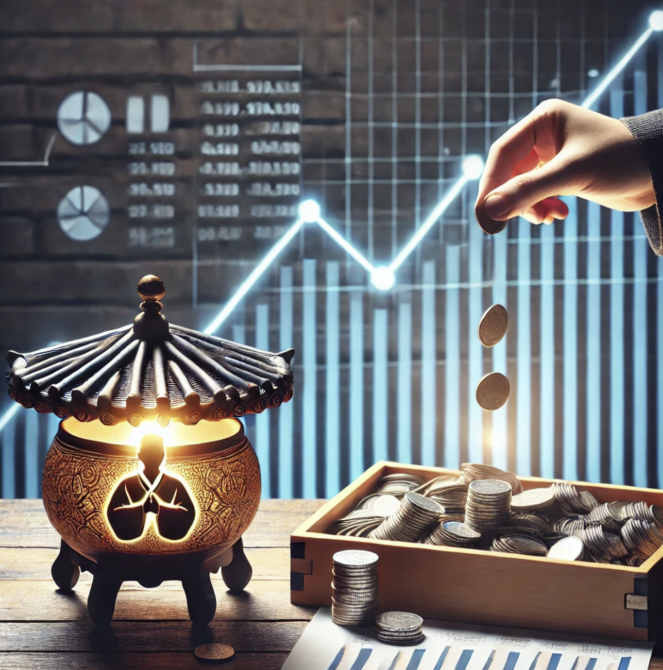 재정 그래프를 강조한 상징적인 이미지