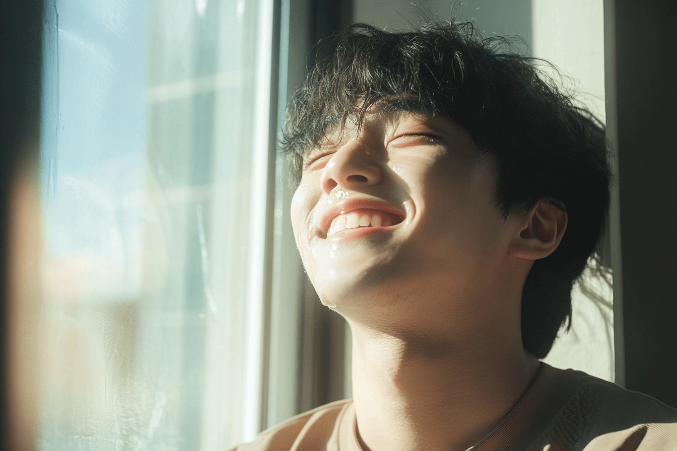 미소지으며-울고-있는-남자