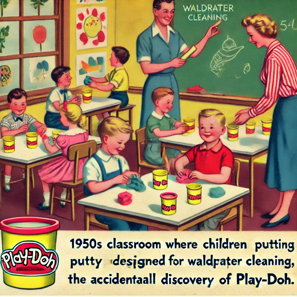 "1950년대 아이들이 원래 벽지 청소용이었던 플레이도우를 장난감으로 사용"