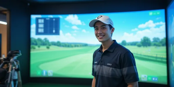 스크린골프 가격에 만족한 골퍼의 모습