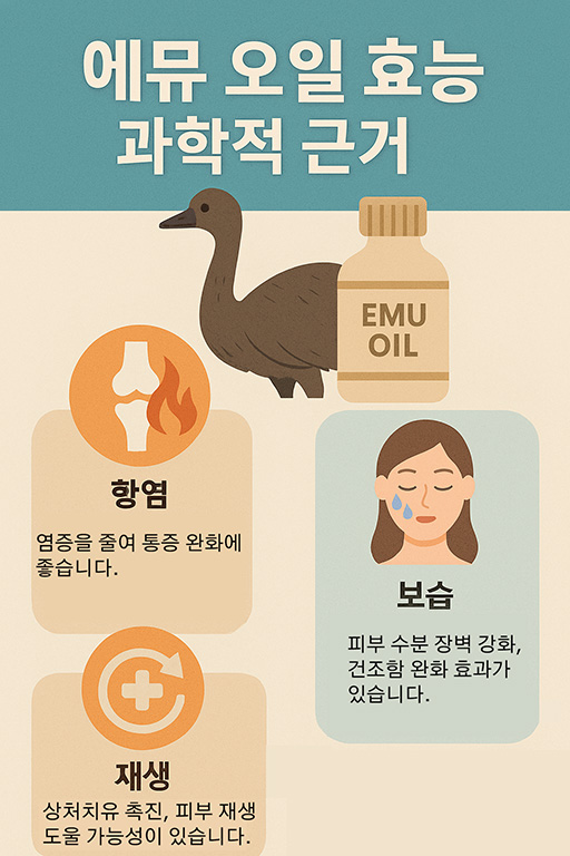 에뮤 오일 효능과 과학적 근거 (항염, 보습, 재생)