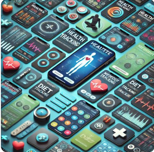 다양한 종류의 헬스케어 앱 관련 사진