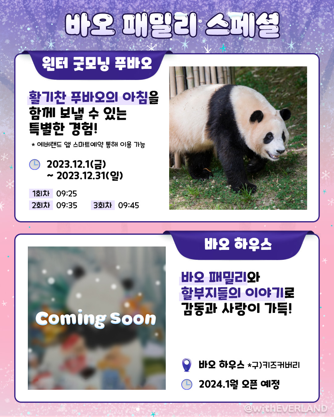  2023 에버랜드 크리스마스 시즌 윈터 토피아 바오 패밀리 스페셜