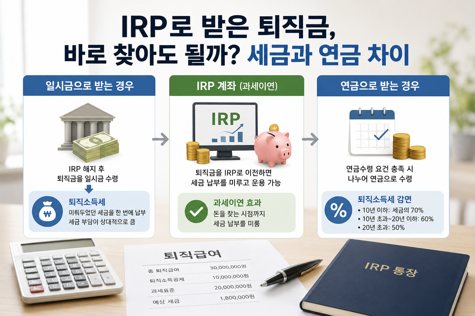 IRP 퇴직금 일시금과 연금 수령 시 세금 차이
