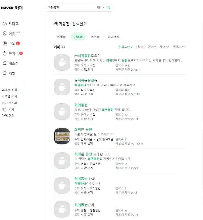 희귀동전 가격표 거래소