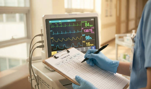 간호사가 환자모니터링중인 모습