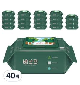 배냇짓 네이처 포레 아기물티슈 캡형&#44; 72매&#44; 40팩