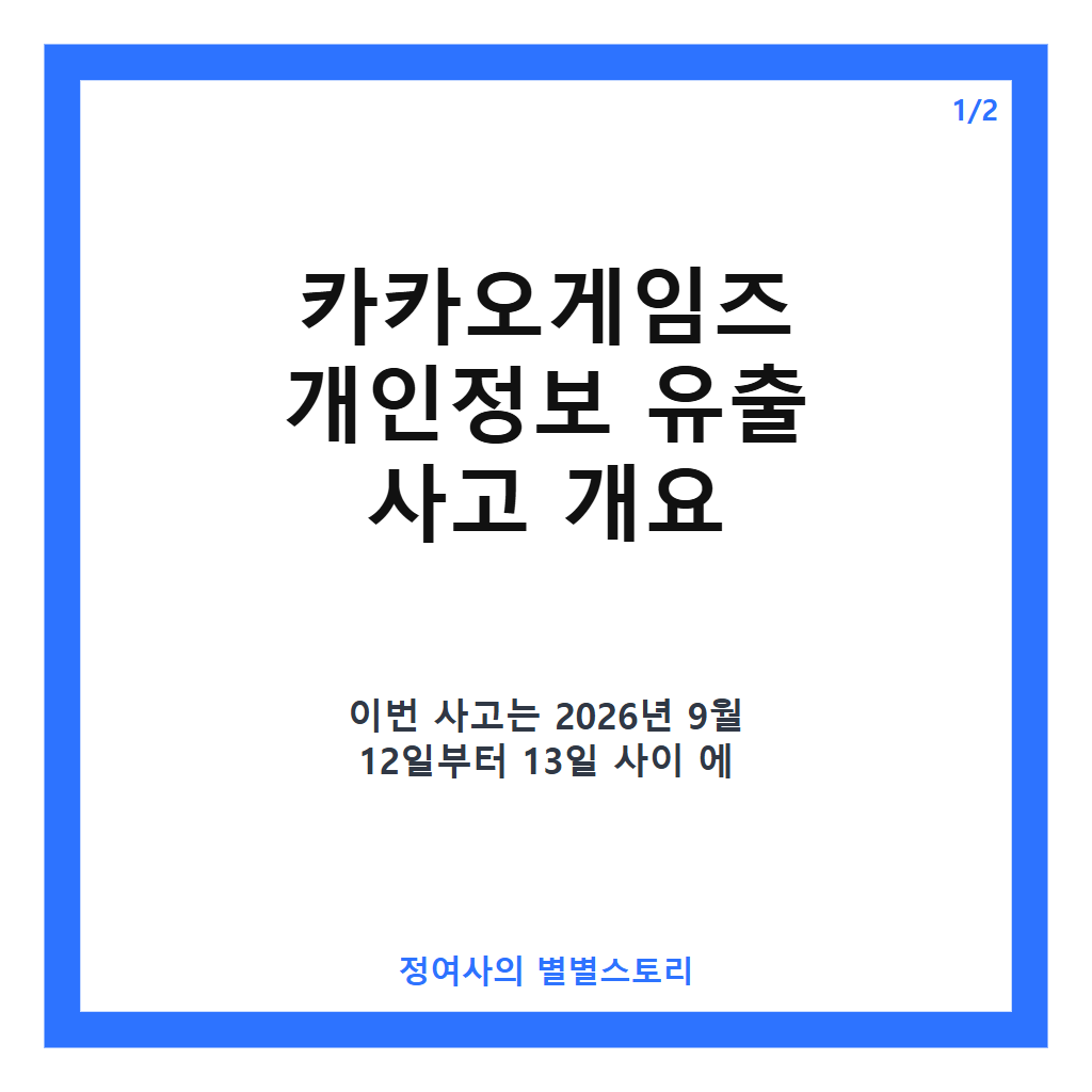카카오게임즈 개인정보 유출 243명 피해 확인 및 사고 원인과 대응 현황 분석 카드뉴스 1