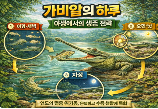 가비알의 하루, 야생에서의 생존 전략