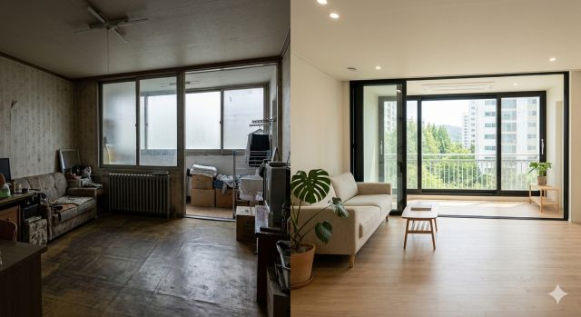 구축 아파트 리모델링 전후 비교와 집값 상승 가능성 분석 이미지