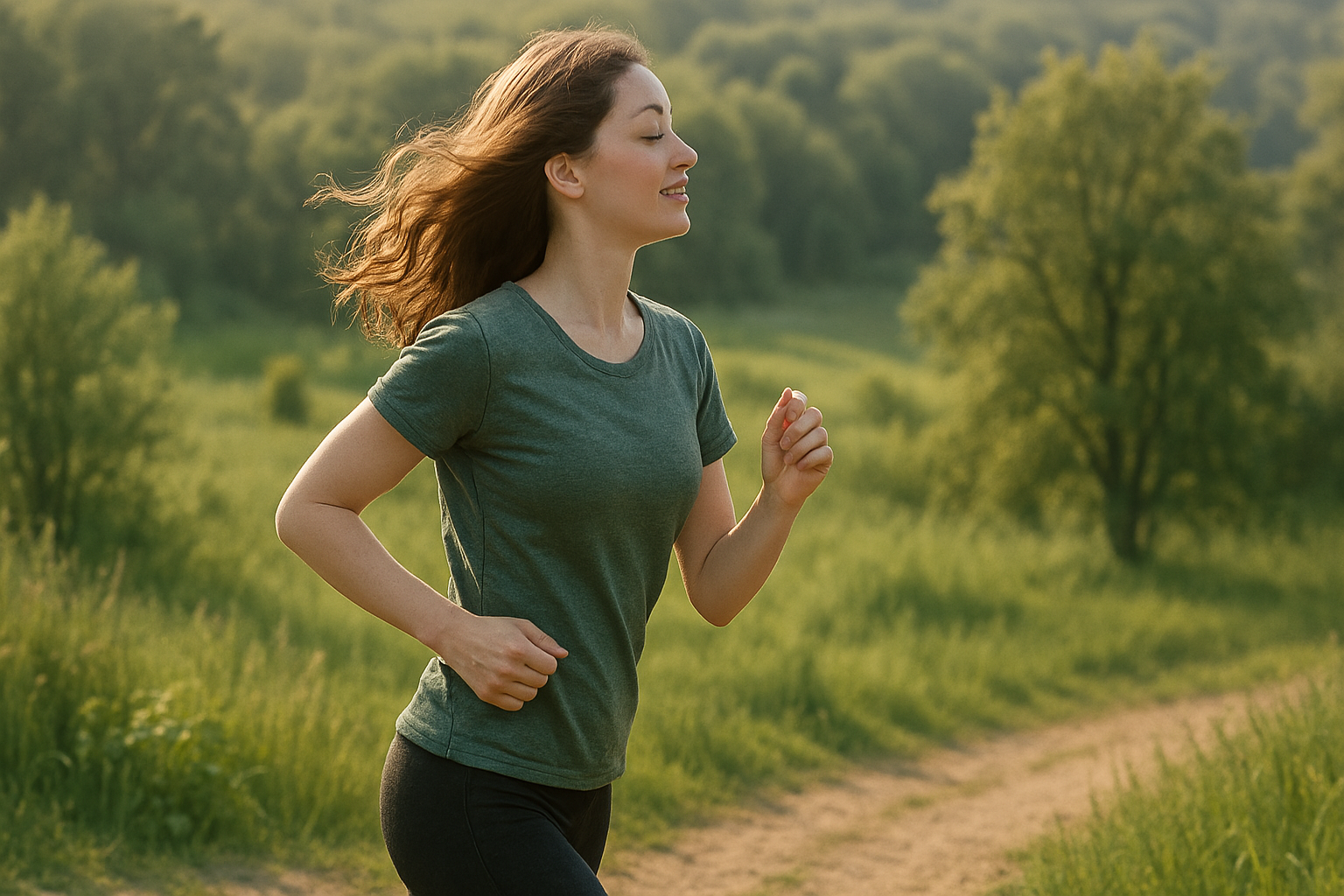 컨셉: 자연 속에서 걷거나 조깅하는 여성의 뒷모습
느낌: 자유로움, 평온함, 자기 돌봄의 감성