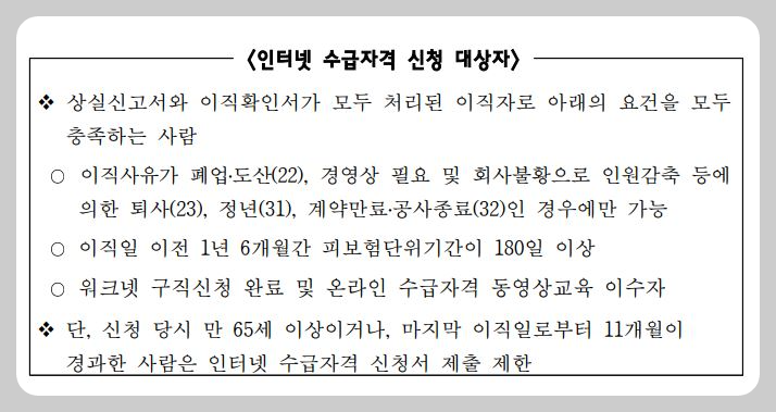 실업급여 인터넷 신청 가능한 경우