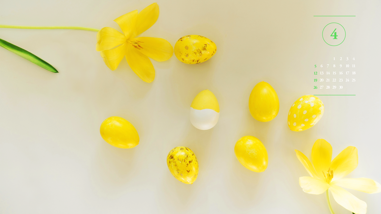 09 노란색 꽃과 계란 A - 2026년4월 달력배경화면