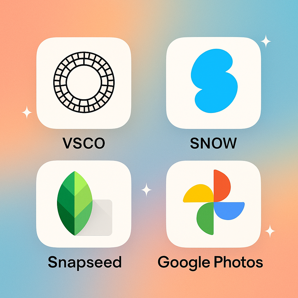 "휴가 사진 보정 추천 무료 앱 아이콘 모음"