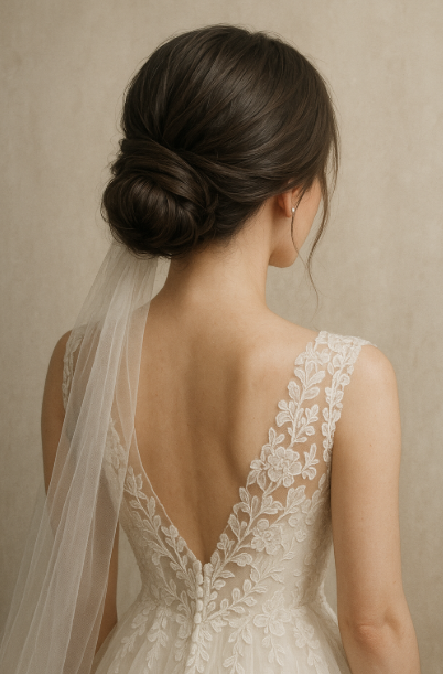 로우번 스타일의 웨딩헤어 사진