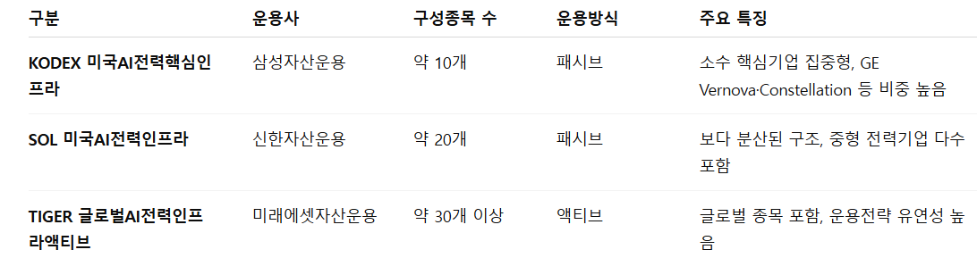 유사 테마 ETF와의 비교표