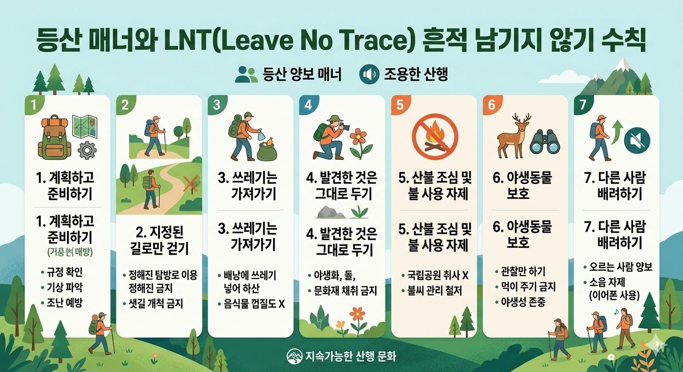 등산 매너와 LNT(Leave No Trace) 흔적 남기지 않기 수칙