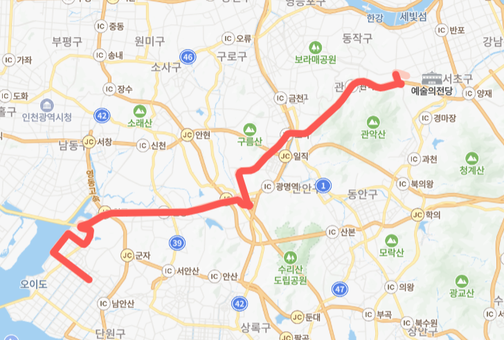 서울-시흥-6502번-버스-노선-지도