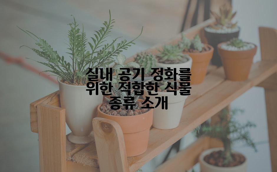 실내 공기 정화를 위한 적합한 식물 종류 소개