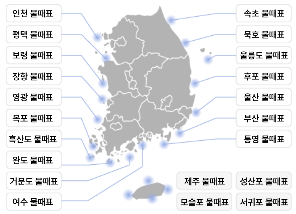 서해안 물때 시간표