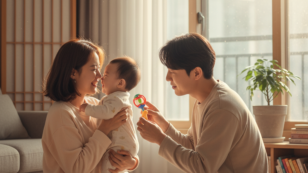 부모가 아이를 돌보는 장면