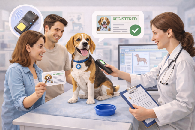 반려 동물 등록제를 행하고 있는 사진