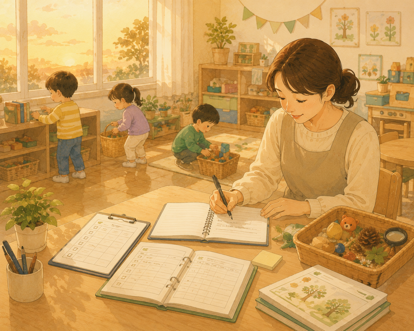따뜻한 오후, 어린이 교실 풍경