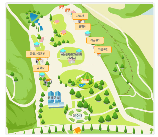 진주수목원 야생동물 배치도
