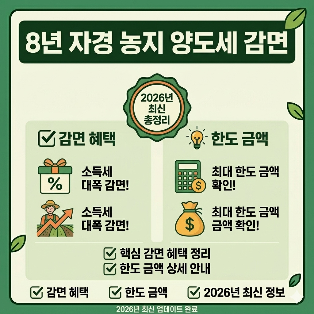 8년 자경 농지 양도소득세 감면 인포그래픽