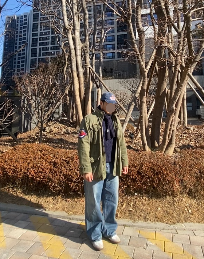 데일리룩('26.1.30.)브이투 스톤워싱 빈티지 볼캡, 폴로랄프로렌 M-65 야상재킷, 세컨모놀로그 머플러, 후브스 케이블 니트, 에러스익셉티드 왁스데님팬츠, 커스텀에이드 독일군