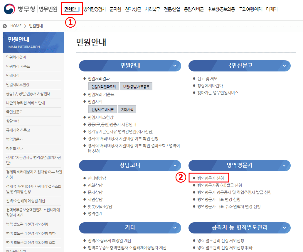 병역명문가 신청방법