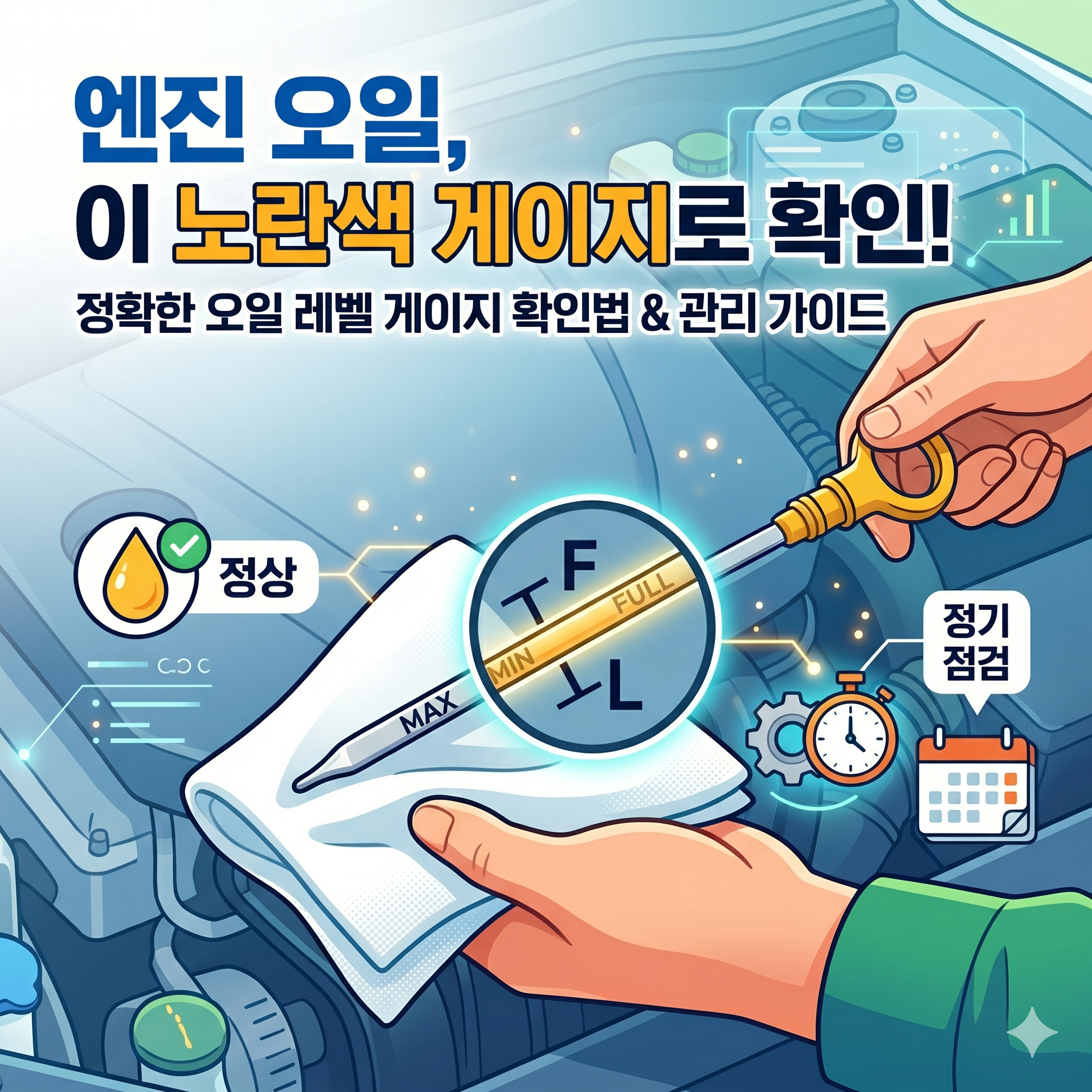 내 차의 심장을 지키는 오일 레벨 게이지 확인 및 엔진 오일 관리법