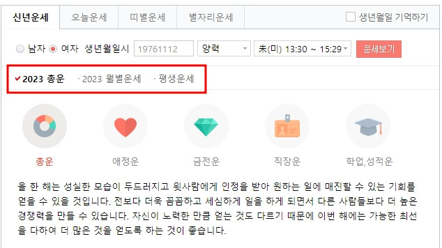 네이버-신년운세-결과