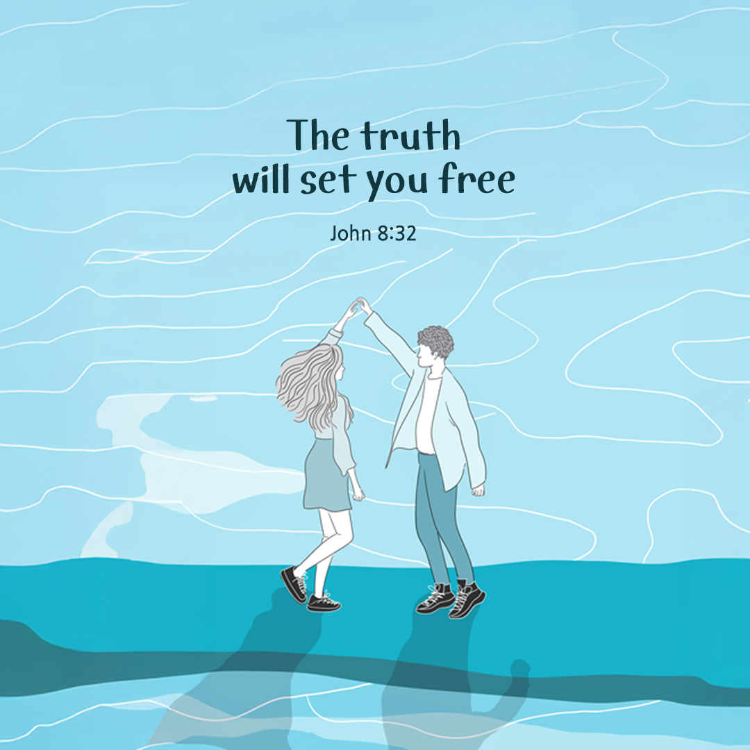 The truth will set you free. (John 8:32) by pieonane Daily Bible quote image