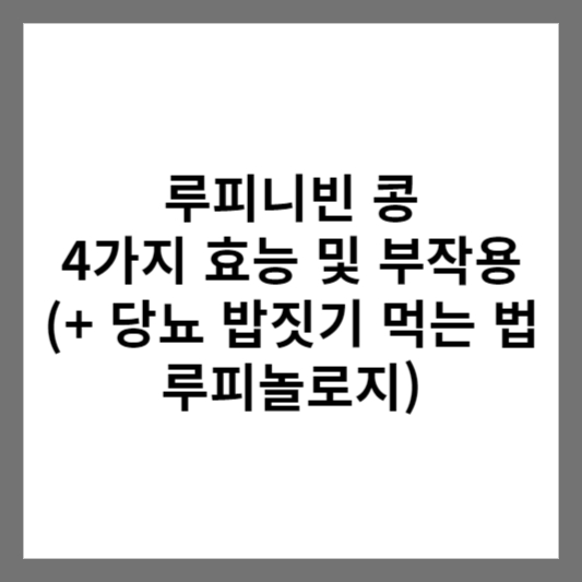 루피니빈 콩 4가지 효능 및 부작용 (+ 당뇨 밥짓기 먹는 법 루피놀로지)