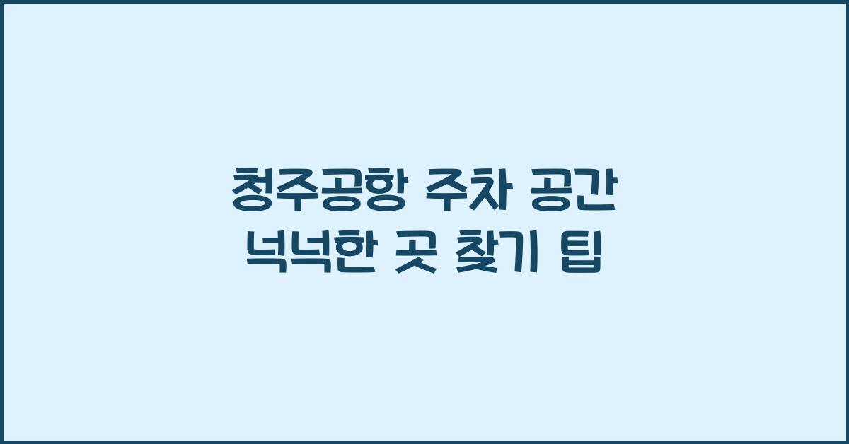청주공항 주차 공간 넉넉한 곳