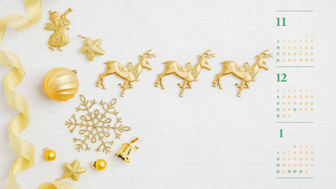 06 금색 사슴장식 B - 2024년12월 노트북배경화면