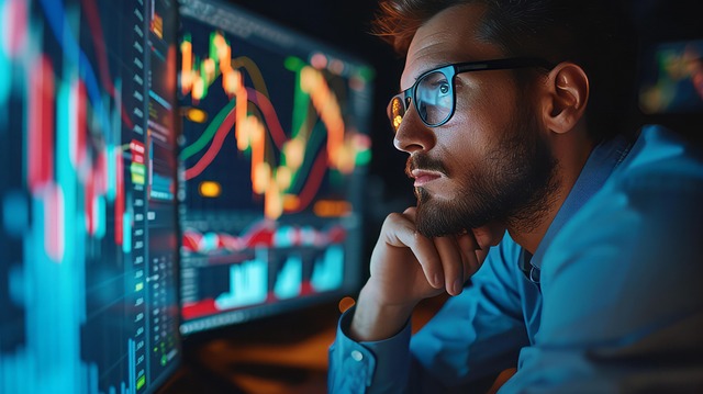 주식차트 보는 남자사진