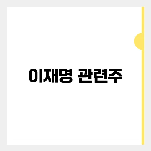 이재명 관련주, 정책주 리스트 대응전략