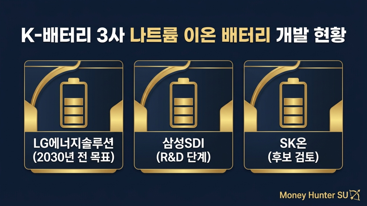 LG์๋์ง์๋ฃจ์
์ผ์ฑSDI SK์จ ๋ํธ๋ฅจ์ด์จ๋ฐฐํฐ๋ฆฌ ๊ฐ๋ฐ ํํฉ ๋น๊ต ์ธํฌ๊ทธ๋ํฝ