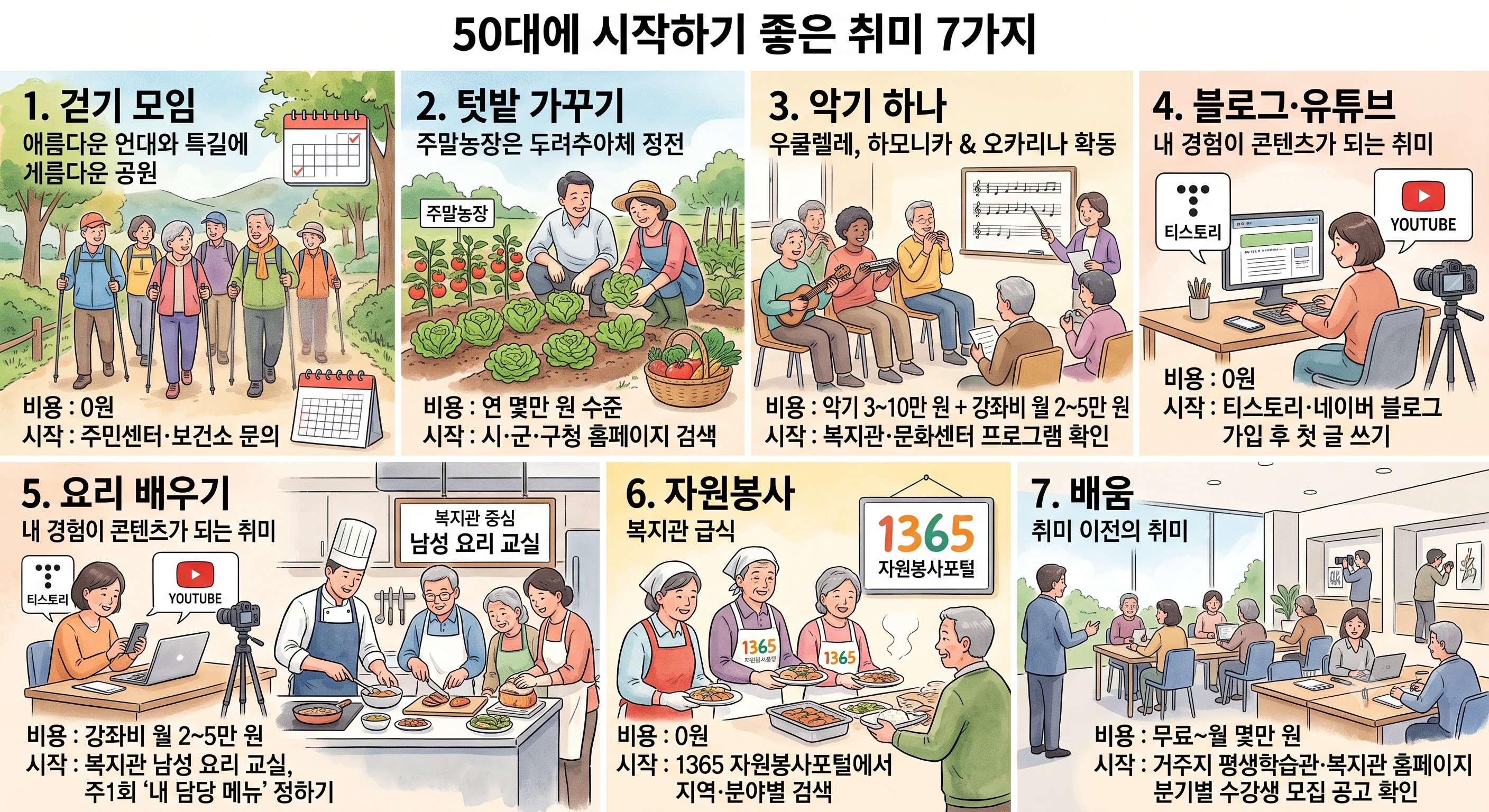 50대에 시작하기 좋은 취미 7가지
