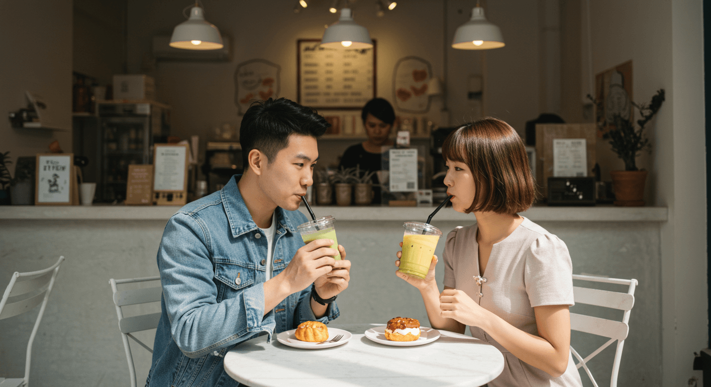 여러 음식을 맛보며 힐링