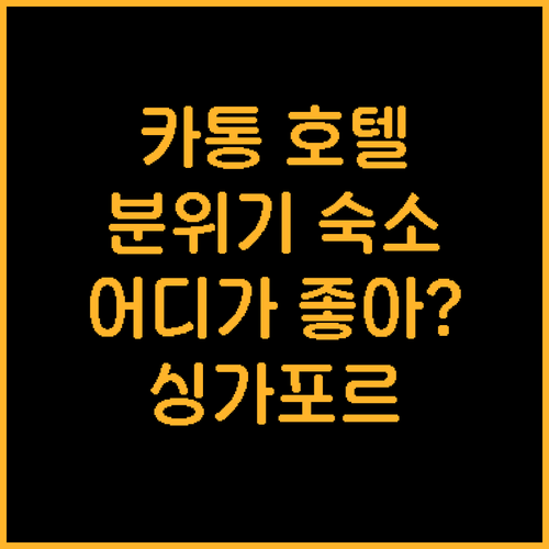 싱가포르 카통 지역 호텔 추천! 현지..