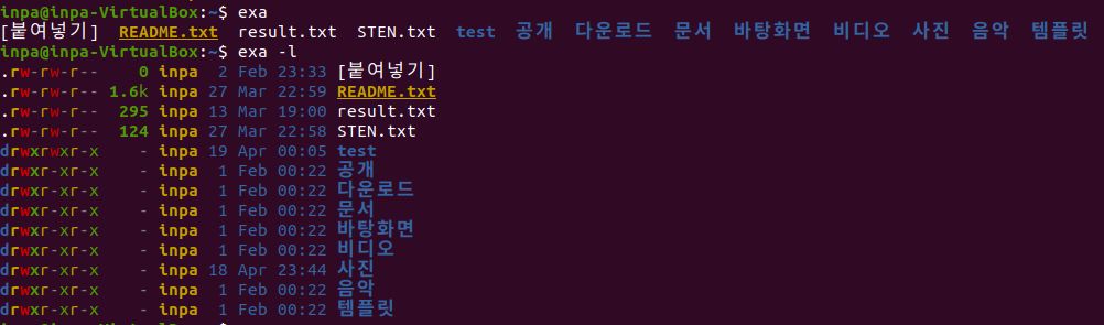 exa 명령어