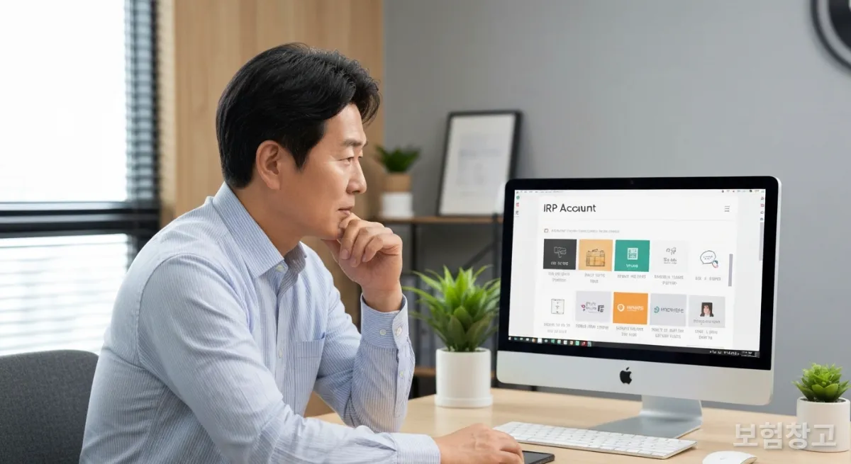 개인형 퇴직연금(IRP) 투자 상품을 확인하는 남성