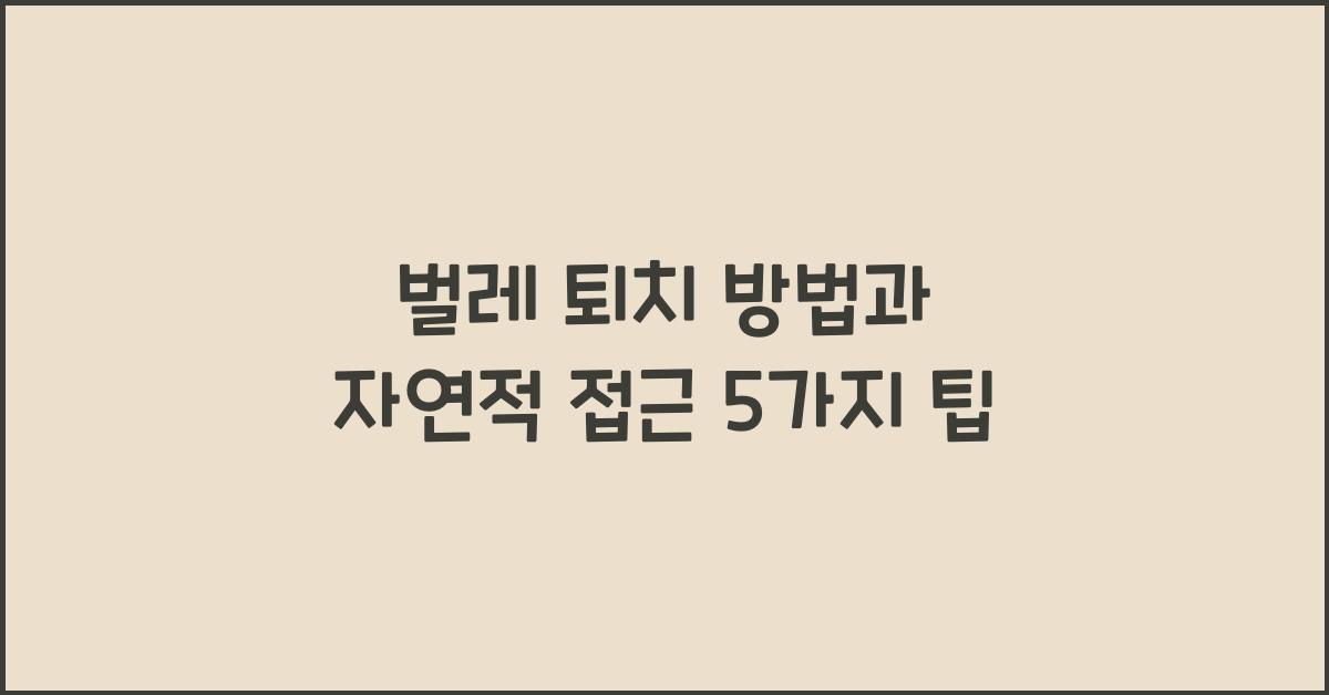 벌레 퇴치 방법과 자연적 접근