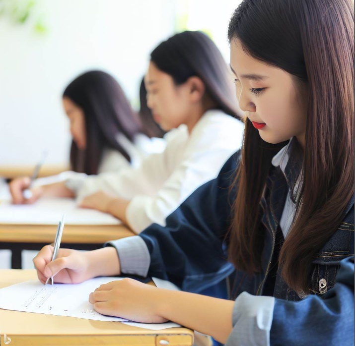 시험을 보고 있는 학생들(made by Bing)