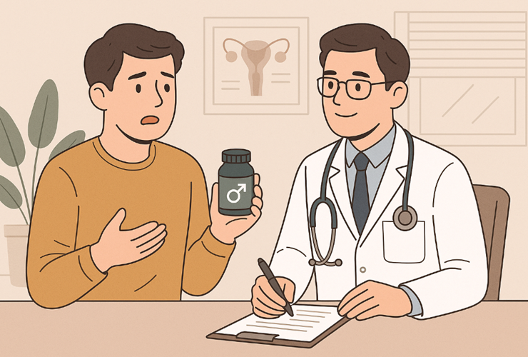 의사와 약을 상담하는 남자