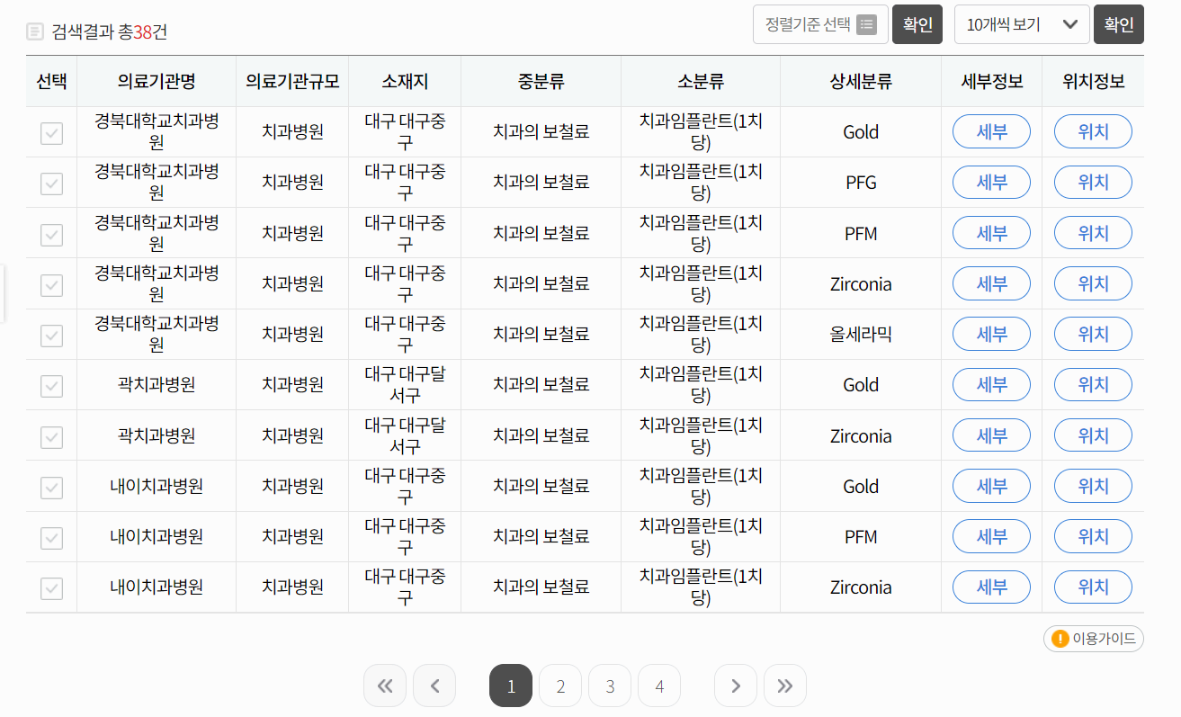 내 지역 임플란트 평균 비용 확인하는 방법